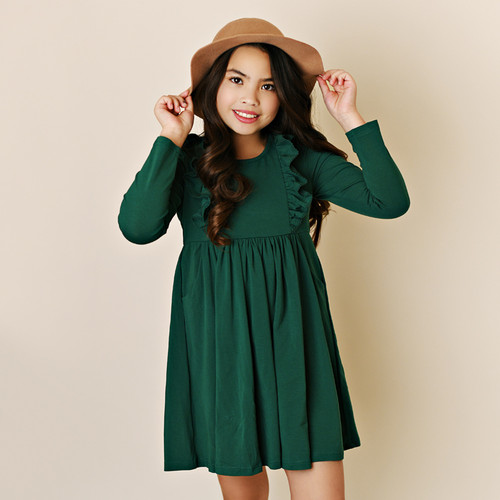 Swoon Baby by Serendipity     Essential Bella Picot Pocket Dress - Pine Green