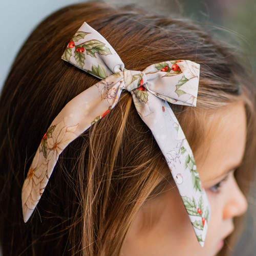 Be Girl Clothing                               Deck The Halls Long Tail Bow - Poinsettia