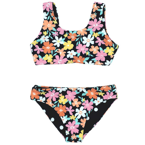 Feather 4 Arrow   Island Hopper 2pc Reversible Bikini Swimsuit - Black Floral