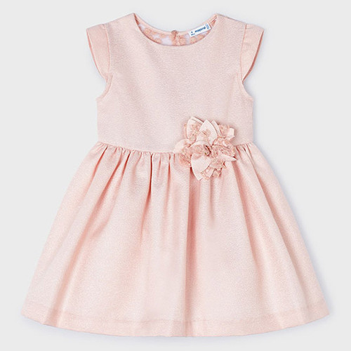 Mayoral              Cap Sleeve Dress w/Flower Accent & Sheer Back - Pink