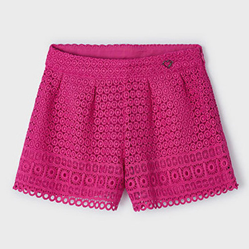 Mayoral              Essential Embroidered Woven Pull-On Shorts - Fuchsia