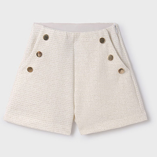 Mayoral              Shimmer Pull-On Shorts w/Beaded Pockets - Cream