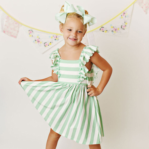 Serendipity Clothing   Stripe Bella Dress - Pistachio Green