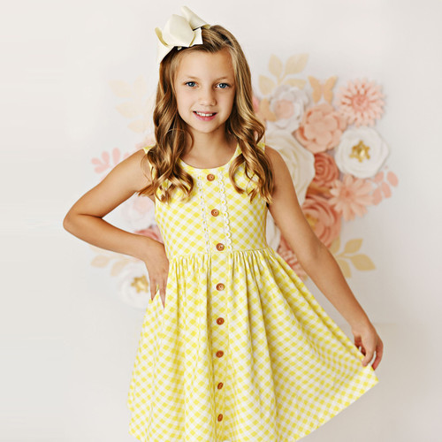 Swoon Baby by Serendipity            Lemonade Butter Gingham Pocket Dress