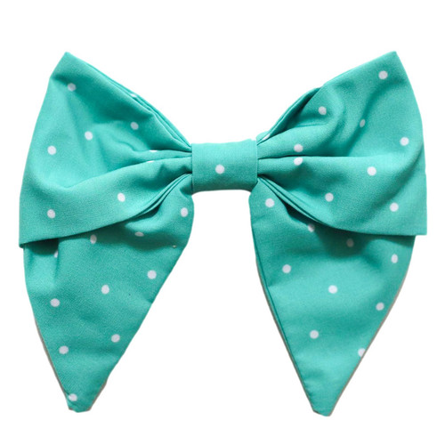 Be Girl Clothing           Eat Cake Classic Bow - Teal Dots - size One Size