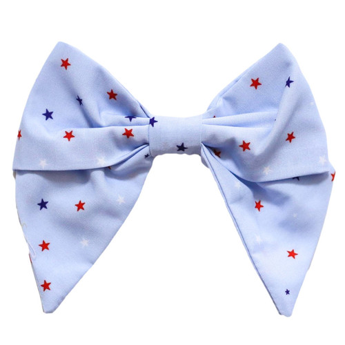 Be Girl Clothing                   Stars & Stripes Classic Bow - Light Blue Star