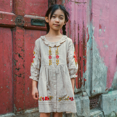 Lali Kids - Floral Embroidered Ivy Dress - Moonlight