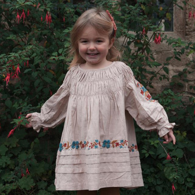 Lali Kids - Floral Embroidered Tulip Dress - Moonlight