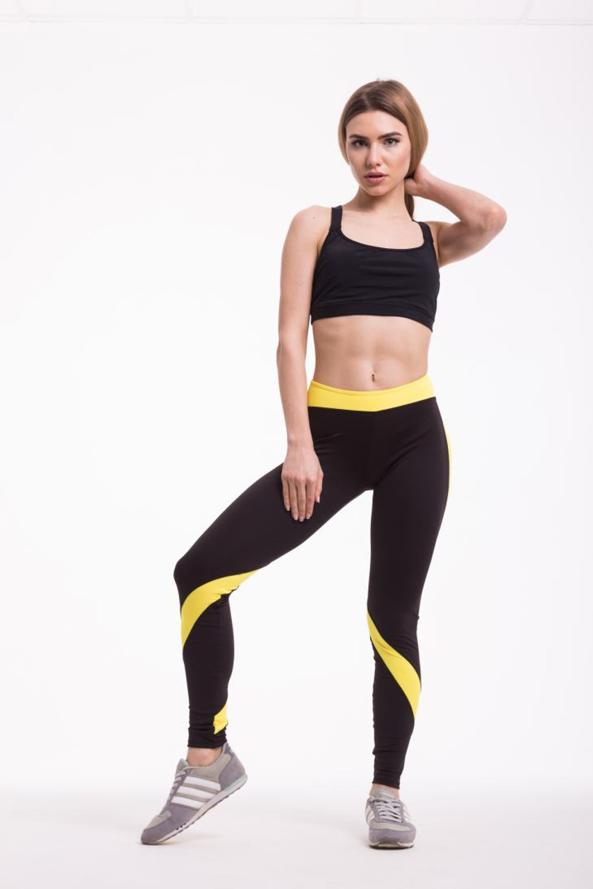 Zumba Happy Perfect Waistband Ankle Leggings - Black & Yellow ~ XS S M L  ~New | eBay