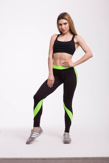 Pole Dance Leggings Ella Black-Light Green