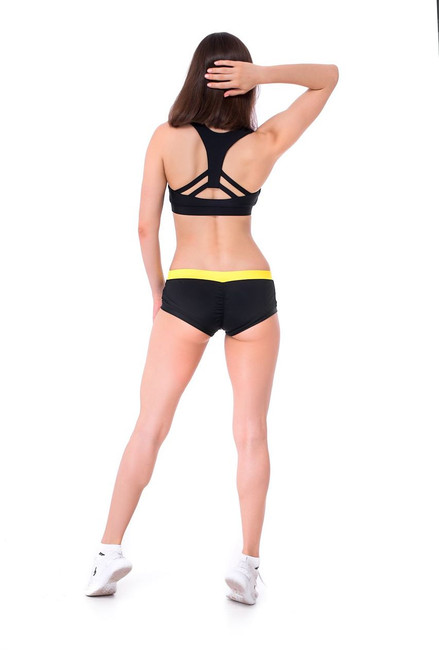 Workout Shorts Lily Black-Yellow