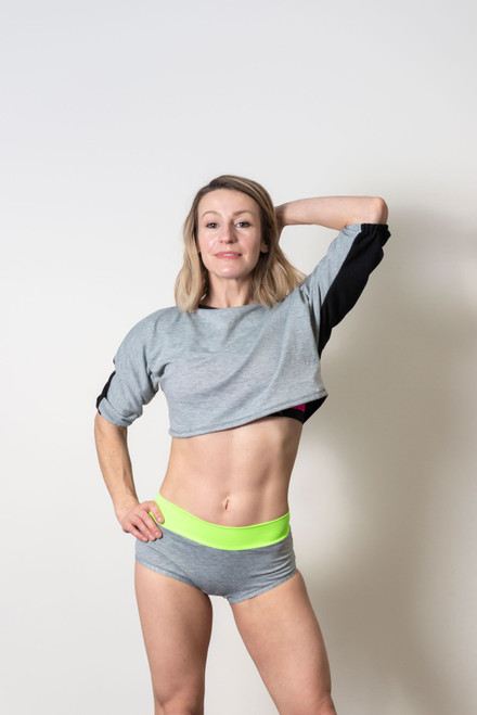 Pole Dance Shorts Camila Grey-Light Green, shorts, poleshorts, sportshorts