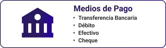 Medios de pago transferencia bancaria efectivo cheque