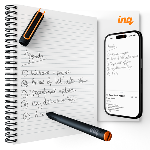 INQ-001 Velvet Black pen with A5 notebook, white cover