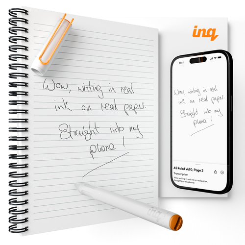 INQ-001 Moon White pen with A5 notebook, white cover