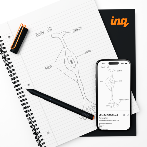 INQ-001 Velvet Black pen with US Letter notebook, black cover