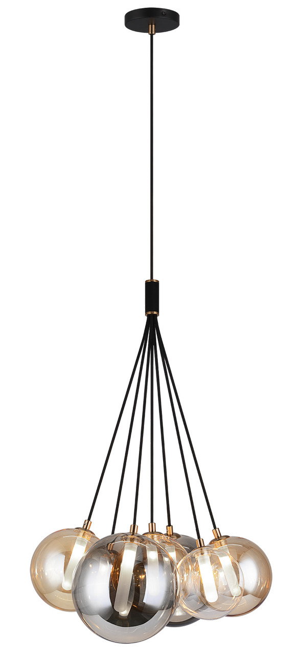 Magma Seven Light Chandelier in Black