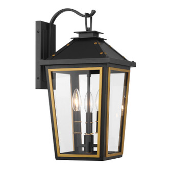 Hawkins Three Light Outdoor Wall Sconce in Matte Black + Textured Gold (60|HAW-602-MK-TG)