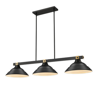 Bronte Three Light Billiard in Matte Black + Rubbed Brass (224|1955-3MB-RB-SMB)