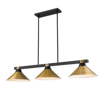 Bronte Three Light Billiard in Matte Black + Rubbed Brass (224|1955-3MB-RB-RB15)