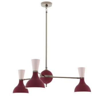 Clare Three Light Chandelier in Polished Nickel Chandelier w/Sugar Plum and Rose Water Painted Shades (165|SM04RW)