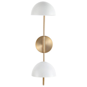 Trilby Two Light Wall Sconce in Matte White / Burnished Brass (72|60-7394)