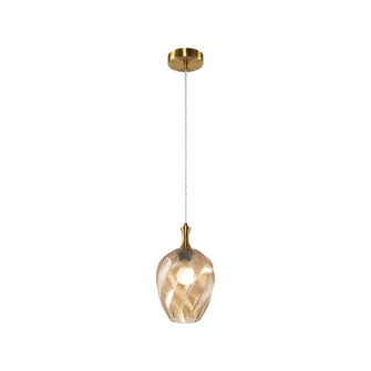 Eesha One Light Pendant in Aged Gold Brass + Amber Glass (423|C30903AGAM)