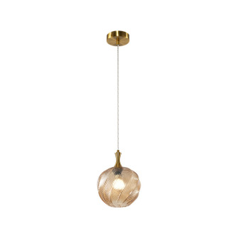 Eesha One Light Pendant in Aged Gold Brass + Amber Glass (423|C30902AGAM)