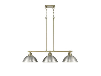 Duncan Three Light Linear Pendant in Aged Brass (62|3602-3LP AB-PW)