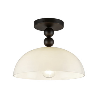 Paisley One Light Semi-Flush Mount in Matte Black/Glossy Opal Glass (452|SF459012MBGO)