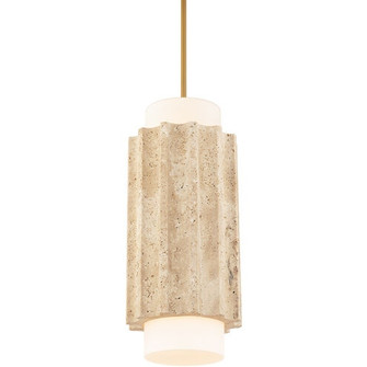Caviar LED Mini Pendant in Beige Travertine/Aged Brass (281|PD-62516-27-WV/AB)