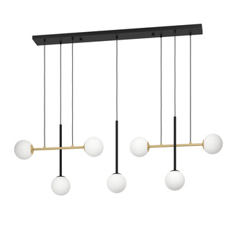 Paz Seven Light Linear Pendant in Black / Brushed Gold (217|390178A)