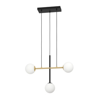 Paz Three Light Linear Pendant in Black / Brushed Gold (217|390177A)