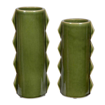 Meander Vases, Set/2 in Green Ceramic (52|18216)