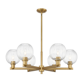 Arcadia Six Light Chandelier in Brushed Brass (405|716-6CR-BB-G458-7CL)