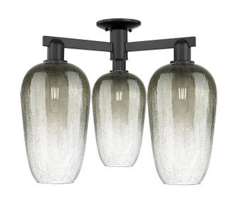 Arcadia Three Light Semi-Flush Mount in Matte Black (405|716-3F-BK-G484-7SL)