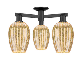 Arcadia Three Light Semi-Flush Mount in Matte Black (405|716-3F-BK-G457-6ME)