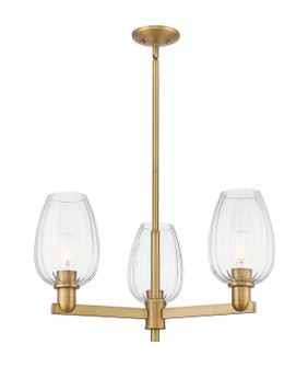 Arcadia Three Light Flush Mount in Brushed Brass (405|716-3CR-BB-G457-6CL)