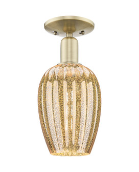 Arcadia One Light Semi-Flush Mount in Antique Brass (405|716-1C-AB-G457-6ME)