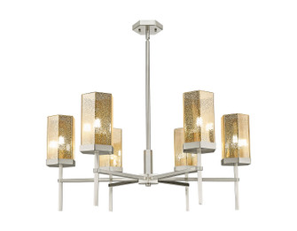 Downtown Urban Six Light Chandelier in Satin Nickel (405|463-6CR-SN-G463-8ME)