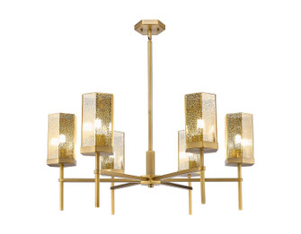 Downtown Urban Six Light Chandelier in Brushed Brass (405|463-6CR-BB-G463-8ME)