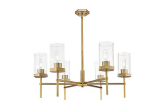Downtown Urban Six Light Chandelier in Brushed Brass (405|463-6CR-BB-G463-8CL)