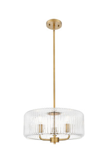 Downtown Urban Three Light Pendant in Brushed Brass (405|436-3S-BB-G436-16CL)