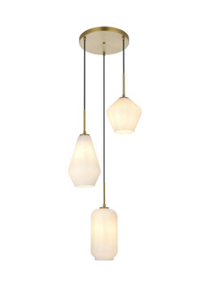 Gene Three Light Pendant in Satin Gold and Frosted white (173|LD2269SG)