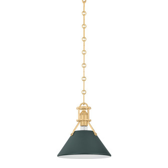 Painted No. 2 One Light Pendant in Aged Brass/Soft Studio Green (70|MDS351-AGB/SSG)