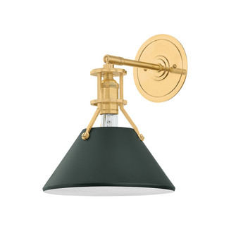 Painted No. 2 One Light Wall Sconce in Aged Brass/Soft Studio Green (70|MDS350-AGB/SSG)