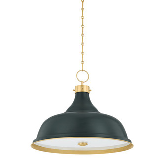 Painted No. 1 Four Light Pendant in Aged Brass/Soft Studio Green (70|MDS300L-AGB/SSG)