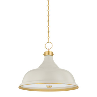 Painted No. 1 Four Light Pendant in Aged Brass/Off-White (70|MDS300L-AGB/OW)
