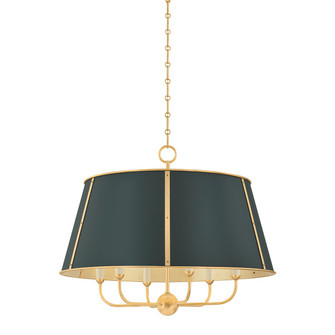 Cambridge Six Light Chandelier in Aged Brass/Soft Studio Green (70|MDS121-AGB/SSG)