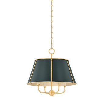 Cambridge Four Light Chandelier in Aged Brass/Soft Studio Green (70|MDS120-AGB/SSG)